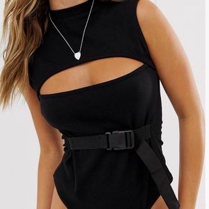 NEW Ribbed Bodysuit with Cut Out Detail + SeatBelt